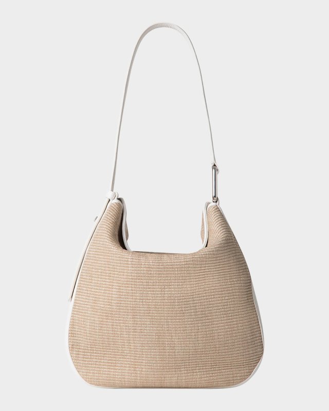 Anna Medium Raffia & Leather Hobo Bag